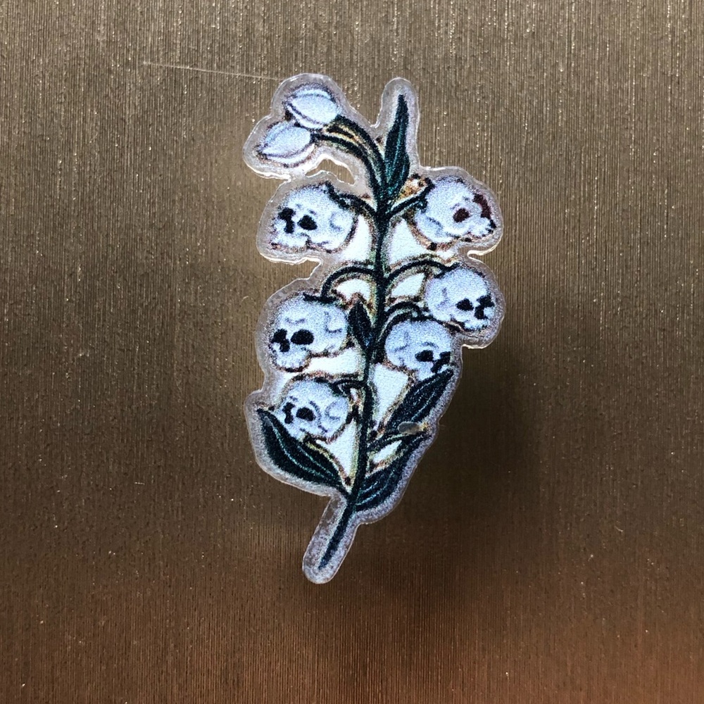 Lily Of The Valley Skulls Acrylic Pin